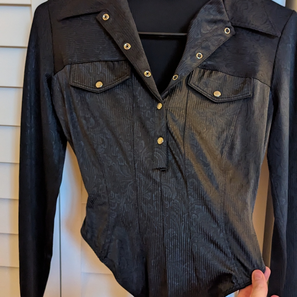 Black Long Sleeve Snap Button Top - image 1